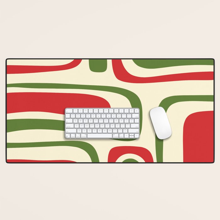 Palm Springs Mid Century Modern Abstract Pattern in Retro Christmas Green Red Cream Desk Mat Gallery Image 1