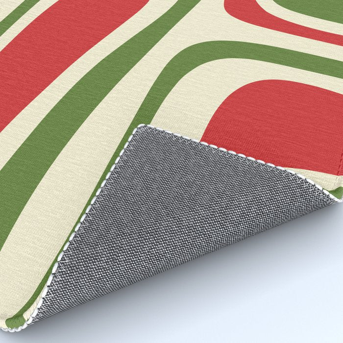 Palm Springs Mid Century Modern Abstract Pattern in Retro Christmas Green Red Cream Rug Gallery Image 4