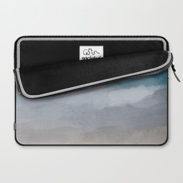 Beach Dream II - Aqua Blue Ocean Shore Break Waves Horizon Sandy Abstract Ocean Painting Art Print Laptop Sleeve Gallery Image 2