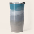 Beach Dream II - Aqua Blue Ocean Shore Break Waves Horizon Sandy Abstract Ocean Painting Art Print Travel Mug Gallery Image 2