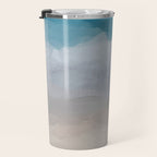 Beach Dream II - Aqua Blue Ocean Shore Break Waves Horizon Sandy Abstract Ocean Painting Art Print Travel Mug Gallery Image 3