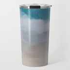 Beach Dream II - Aqua Blue Ocean Shore Break Waves Horizon Sandy Abstract Ocean Painting Art Print Travel Mug Gallery Image 1