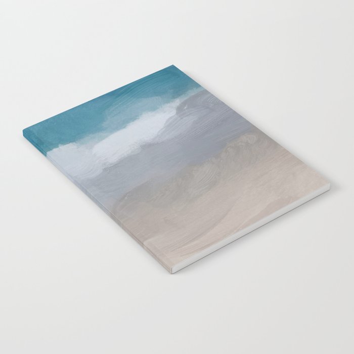 Beach Dream II - Aqua Blue Ocean Shore Break Waves Horizon Sandy Abstract Ocean Painting Art Print Notebook Gallery Image 1