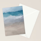 Beach Dream II - Aqua Blue Ocean Shore Break Waves Horizon Sandy Abstract Ocean Painting Art Print Stationery Card Gallery Image 2