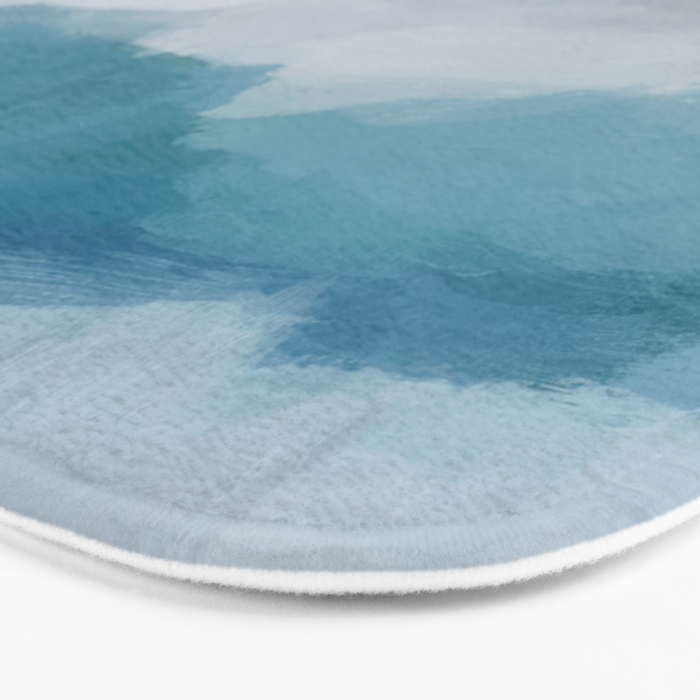 Beach Dream II - Aqua Blue Ocean Shore Break Waves Horizon Sandy Abstract Ocean Painting Art Print Bath Mat Gallery Image 3
