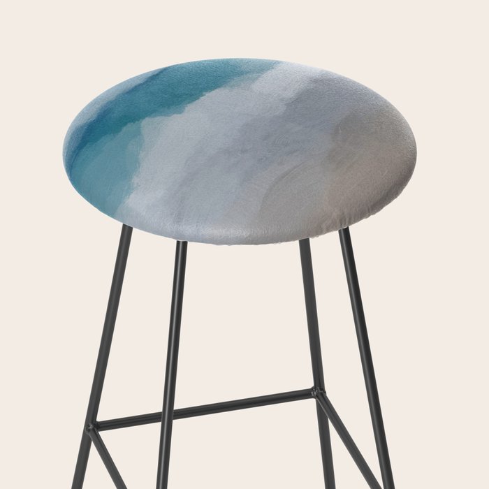 Beach Dream II - Aqua Blue Ocean Shore Break Waves Horizon Sandy Abstract Ocean Painting Art Print Stool Gallery Image 2