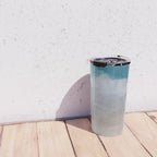 Beach Dream II - Aqua Blue Ocean Shore Break Waves Horizon Sandy Abstract Ocean Painting Art Print Travel Mug Gallery Image 4
