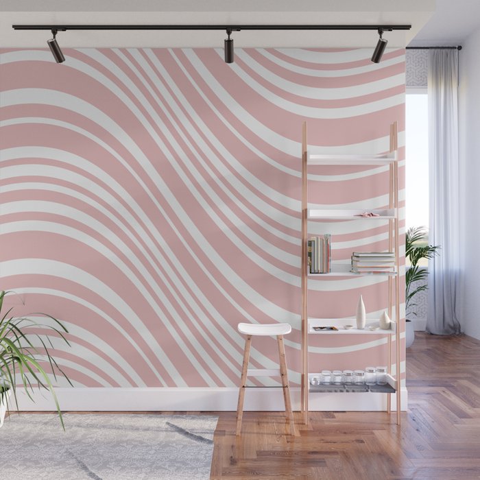 Wavy Stripes XXIX - Blush Pink Wall Mural Gallery Image 1