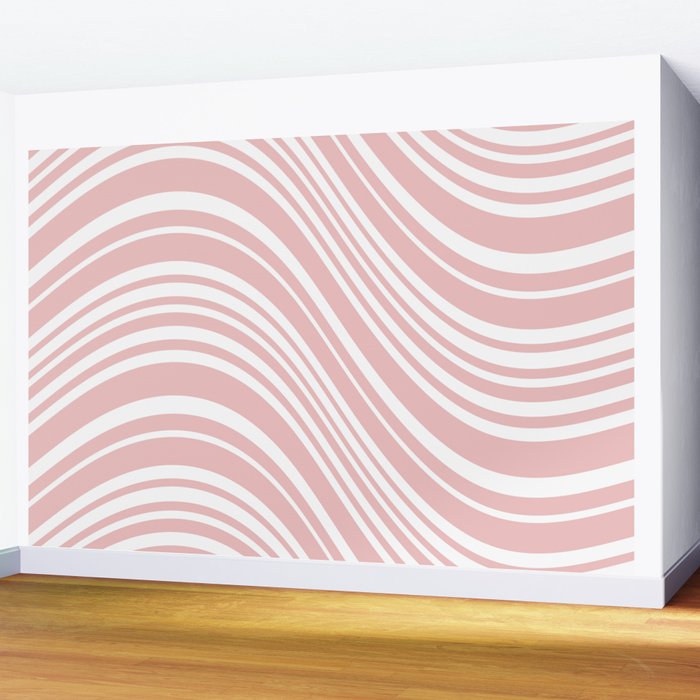 Wavy Stripes XXIX - Blush Pink Wall Mural Gallery Image 2