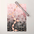 Pink And Grey Gradient Cubes Wrapping Paper Gallery Image 1
