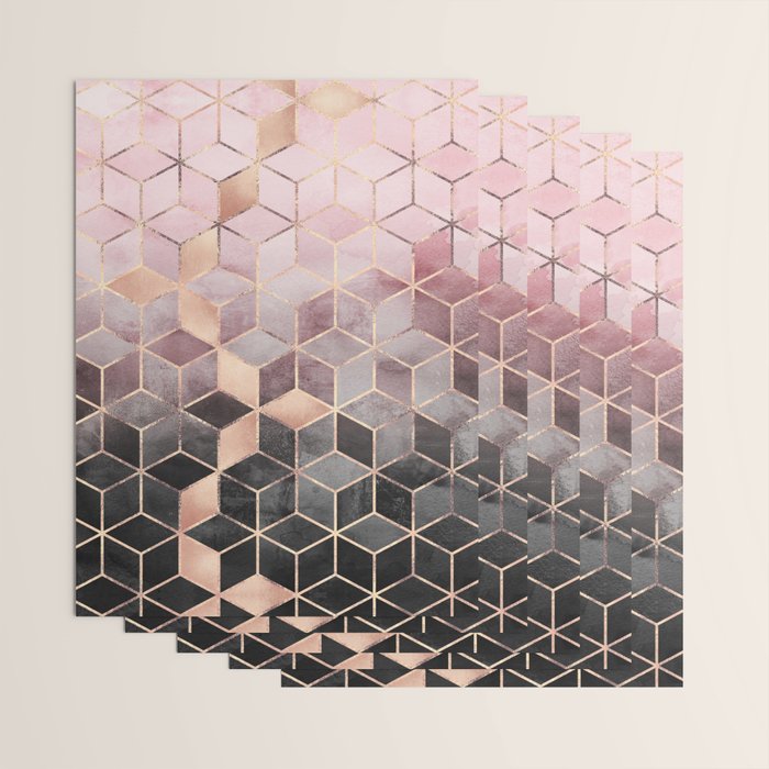 Pink And Grey Gradient Cubes Wrapping Paper Gallery Image 3
