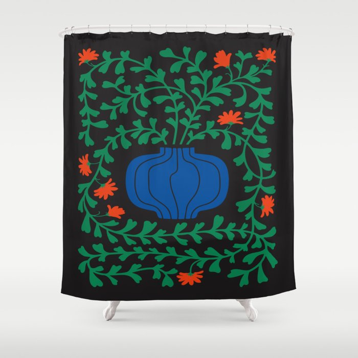 Summer Bloom: Midnight Rain Forest Shower Curtain Gallery Image 1