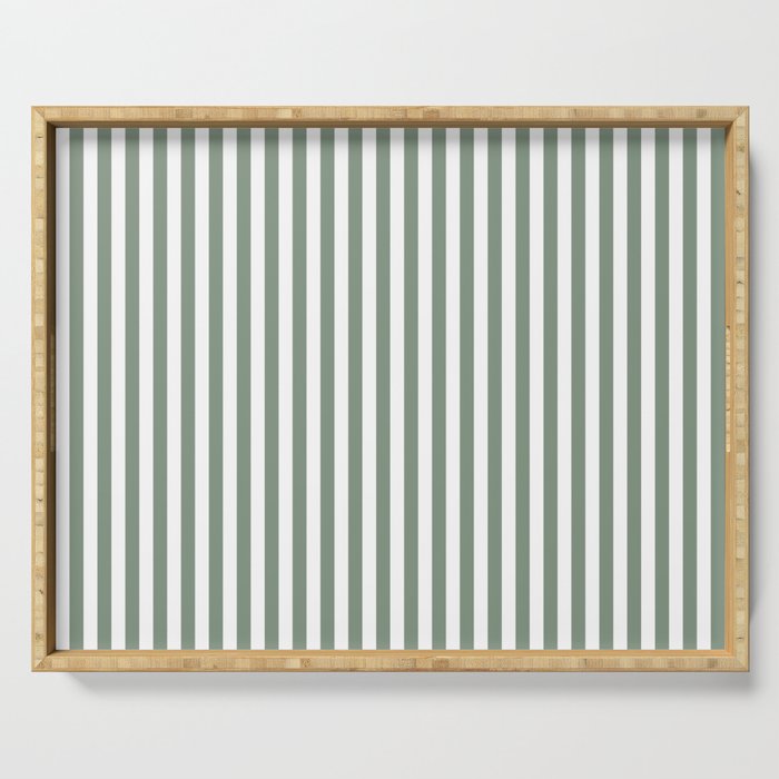 Sage Green Stripes Serving Tray Gallery Image 1