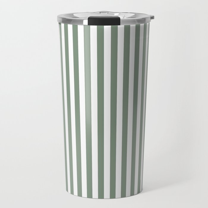 Sage Green Stripes Travel Mug Gallery Image 1