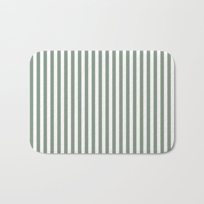 Sage Green Stripes Bath Mat Gallery Image 1