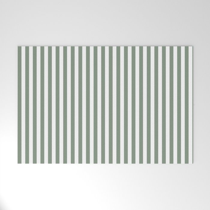 Sage Green Stripes Welcome Mat Gallery Image 1