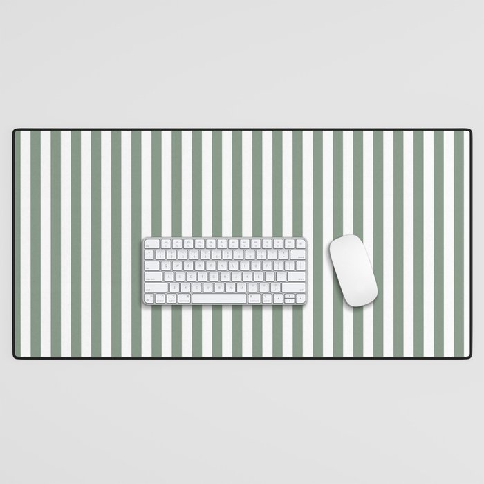 Sage Green Stripes Desk Mat Gallery Image 1