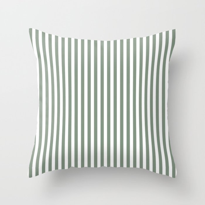 Sage Green Stripes Throw Pillow Gallery Image 6