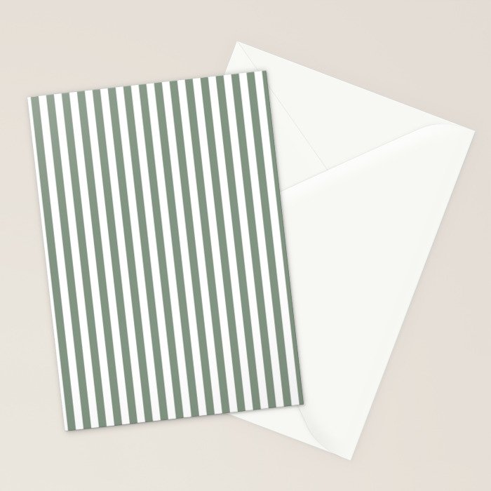 Sage Green Stripes Stationery Card Gallery Image 2