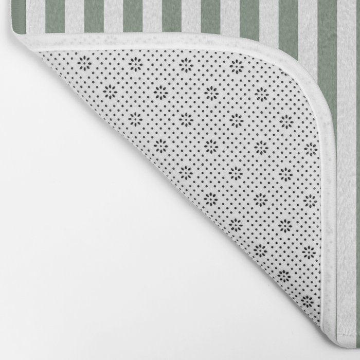 Sage Green Stripes Bath Mat Gallery Image 2