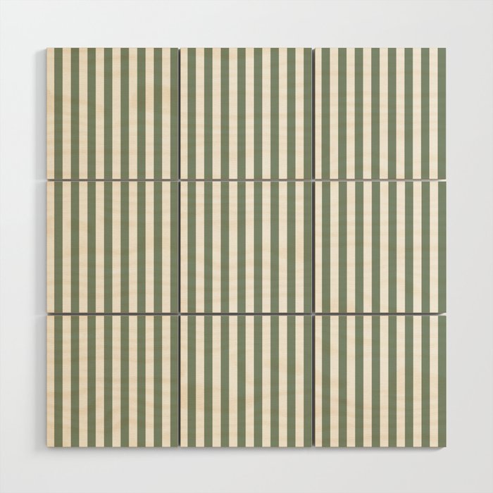 Sage Green Stripes Wood Wall Art Gallery Image 1