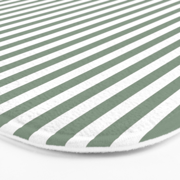 Sage Green Stripes Bath Mat Gallery Image 3