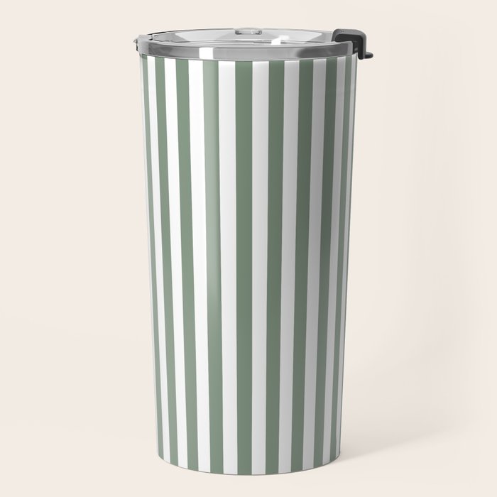 Sage Green Stripes Travel Mug Gallery Image 2