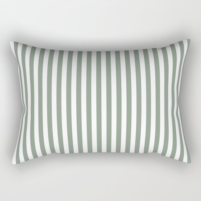Sage Green Stripes Rectangular Pillow Gallery Image 2