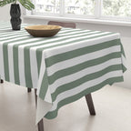 Sage Green Stripes Tablecloth Gallery Image 3