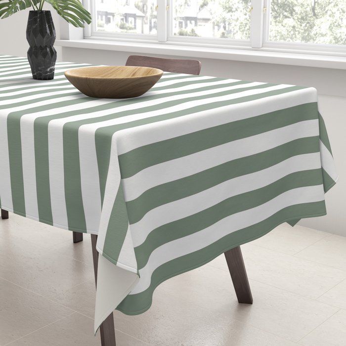Sage Green Stripes Tablecloth Gallery Image 3