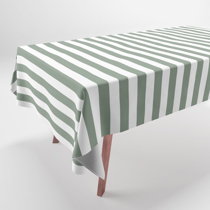 Sage Green Stripes Tablecloth Gallery Image 1
