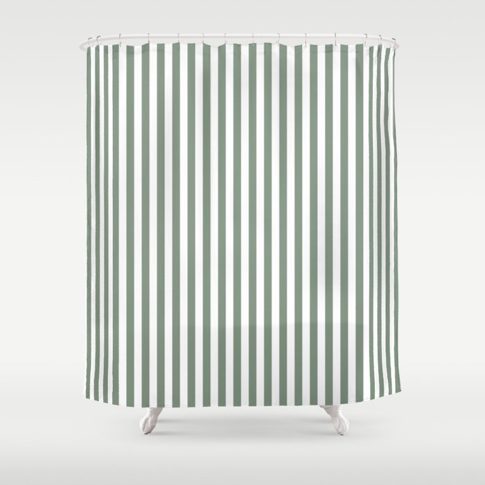 Sage Green Stripes Shower Curtain Gallery Image 1