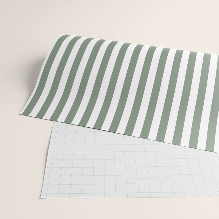 Sage Green Stripes Wrapping Paper Gallery Image 2