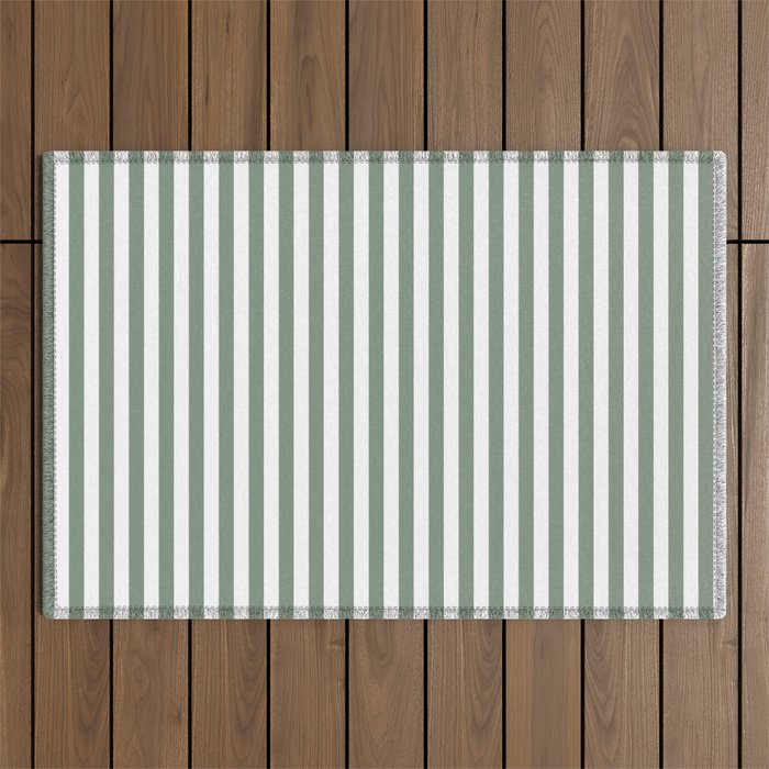 Sage Green Stripes Outdoor Rug Gallery Image 1