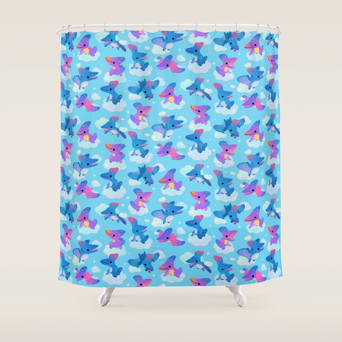 Pteranodon in the blue sky Shower Curtain Gallery Image 1