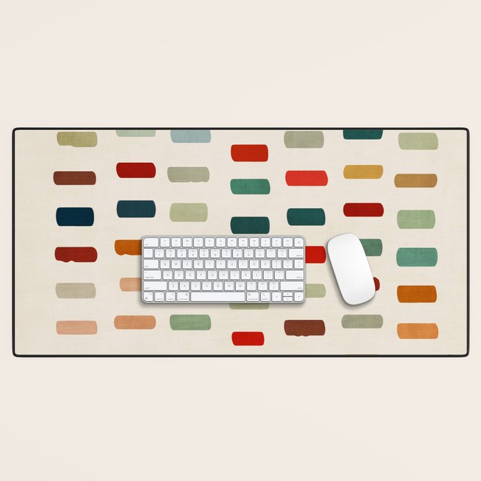 Colorful Minimalist Warm Tones Brush Strokes Design Desk Mat Gallery Image 1