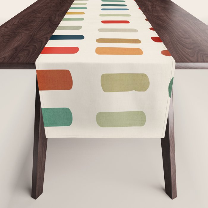 Colorful Minimalist Warm Tones Brush Strokes Design Table Runner Gallery Image 1
