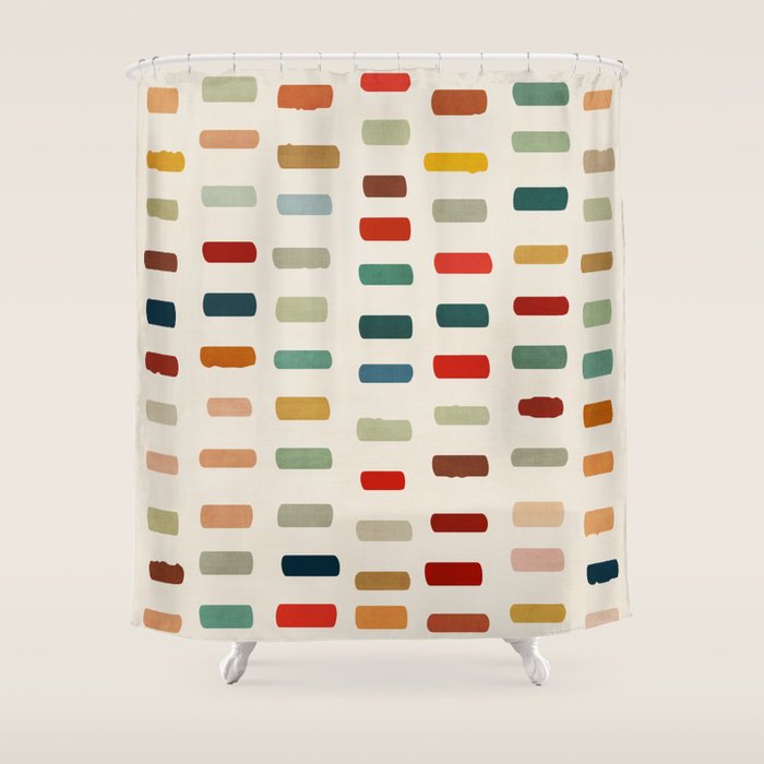 Colorful Minimalist Warm Tones Brush Strokes Design Shower Curtain Gallery Image 1