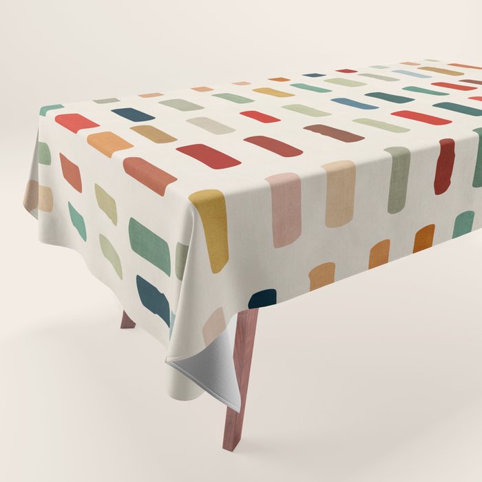 Colorful Minimalist Warm Tones Brush Strokes Design Tablecloth Gallery Image 1