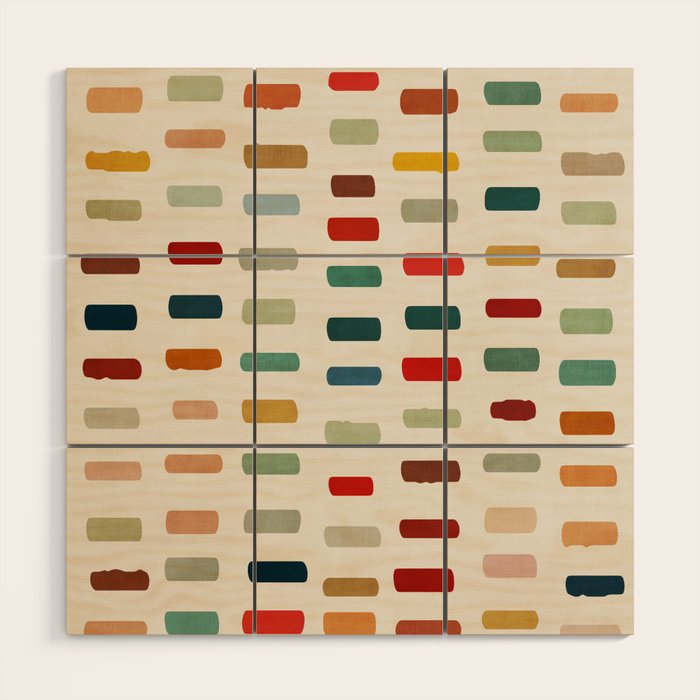 Colorful Minimalist Warm Tones Brush Strokes Design Wood Wall Art Gallery Image 1