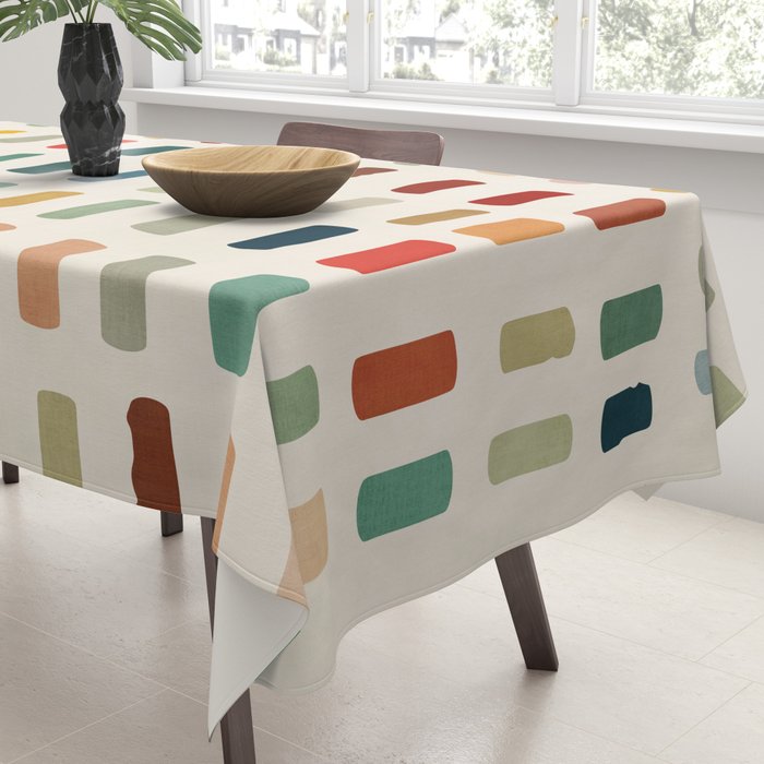 Colorful Minimalist Warm Tones Brush Strokes Design Tablecloth Gallery Image 3