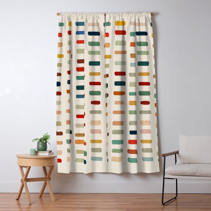 Colorful Minimalist Warm Tones Brush Strokes Design Window Curtain Gallery Image 1