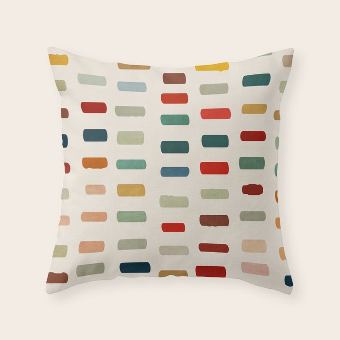 Colorful Minimalist Warm Tones Brush Strokes Design Throw Pillow Gallery Image 1