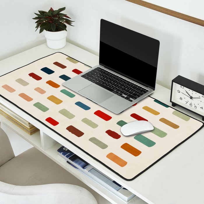 Colorful Minimalist Warm Tones Brush Strokes Design Desk Mat Gallery Image 2