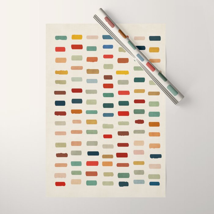 Colorful Minimalist Warm Tones Brush Strokes Design Wrapping Paper Gallery Image 1