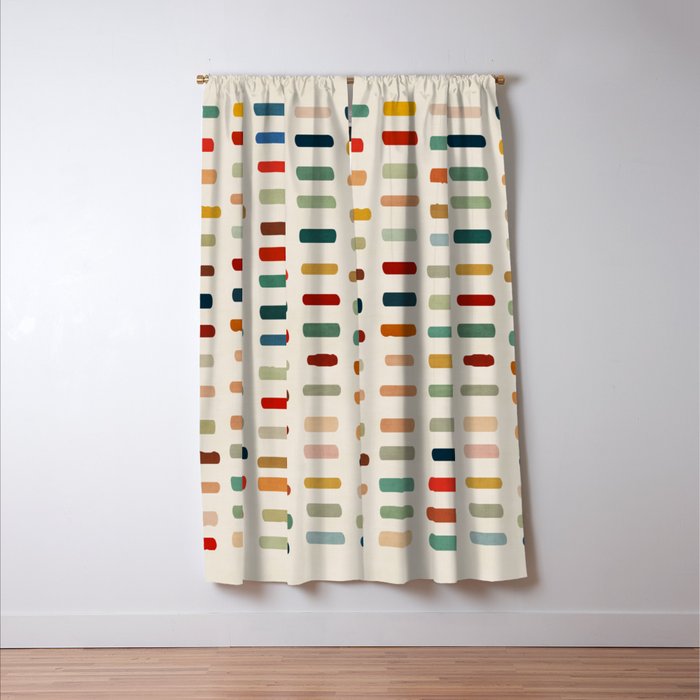 Colorful Minimalist Warm Tones Brush Strokes Design Window Curtain Gallery Image 3