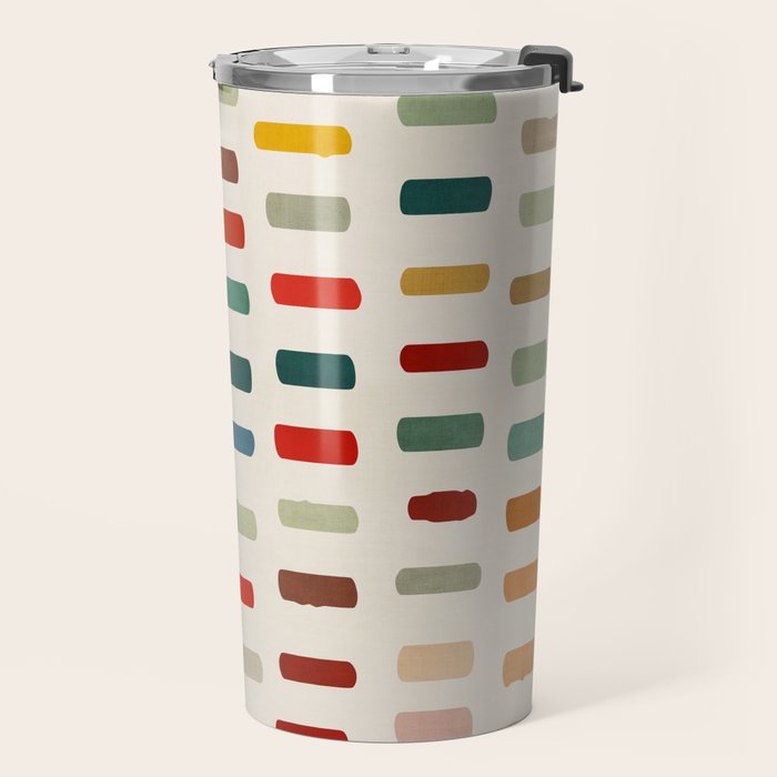 Colorful Minimalist Warm Tones Brush Strokes Design Travel Mug Gallery Image 2
