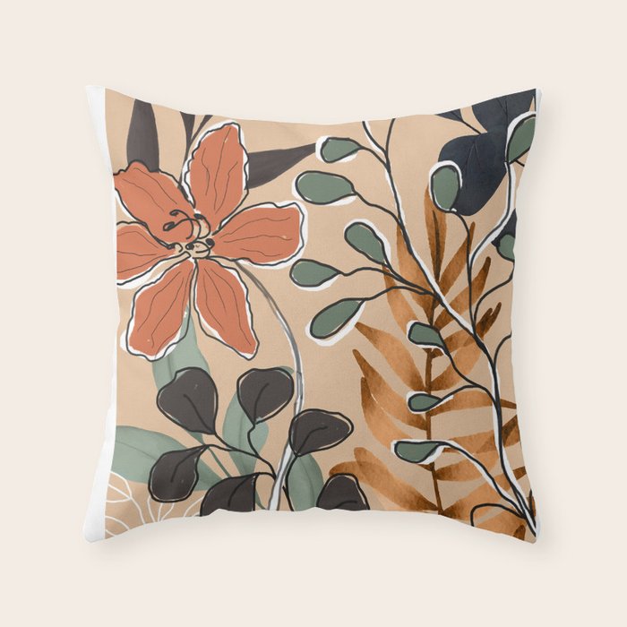Elegant Botanical Line Art 1 Throw Pillow Gallery Image 6