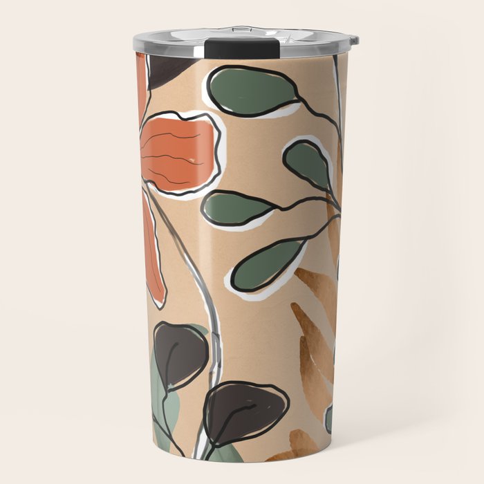 Elegant Botanical Line Art 1 Travel Mug Gallery Image 1