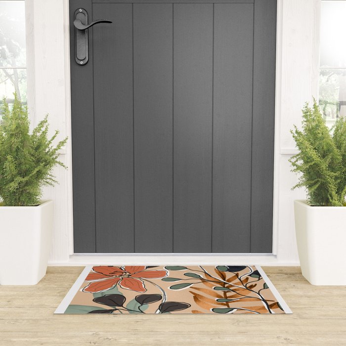 Elegant Botanical Line Art 1 Welcome Mat Gallery Image 3